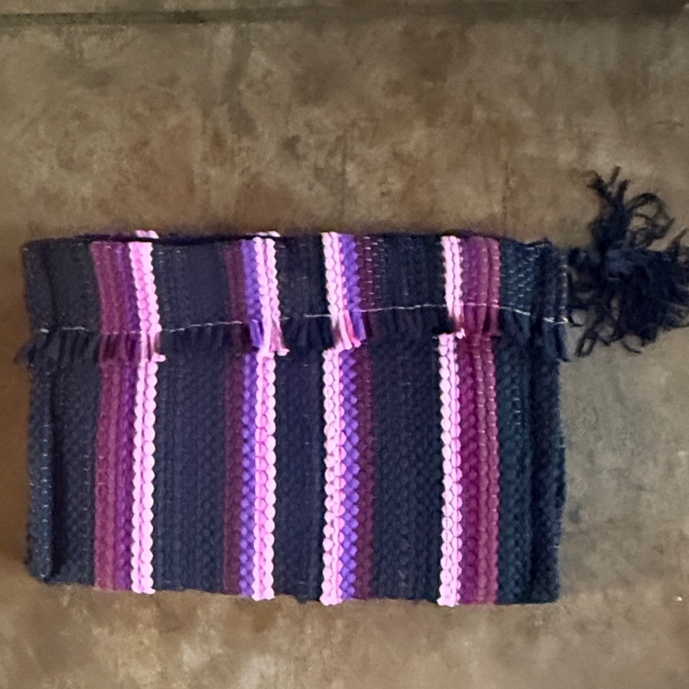 Vintage Black and Purple boho Striped Clutch